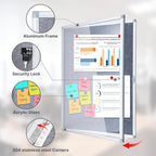 Enclosed Bulletin Board 38x28 Inch Outdoor Notice Board Tamper-Proof Flannel Lockable Display Cases with Aluminum Frame, All Weather Pinboard for Hospital, Restaurant Kitchen, Office