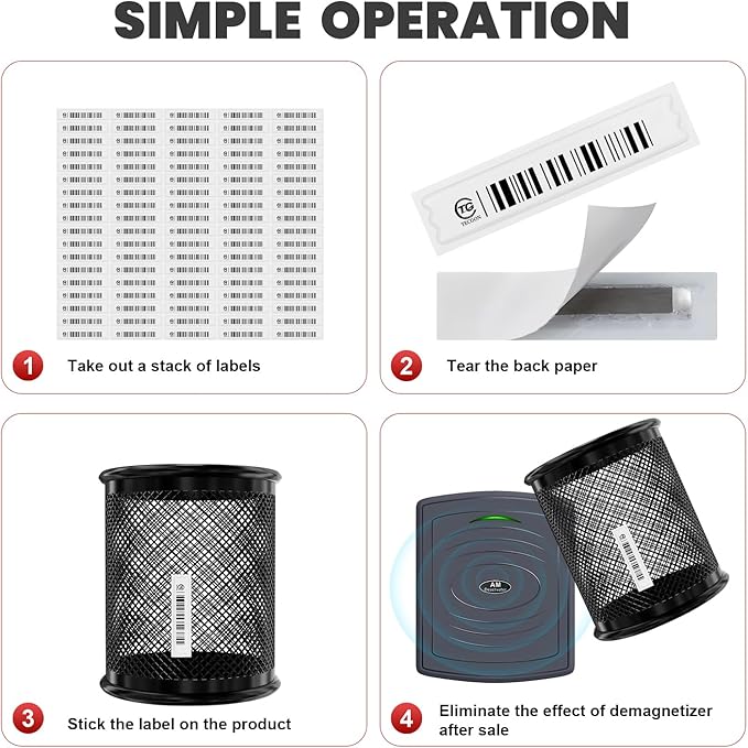 5000 Pieces of 58 kHz Acousto-Magnetic (AM) Security Tag Labels, Compatible with 58 kHz EAS Systems. Features Simulated Barcodes