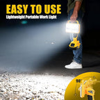 Cordless LED Work Light Compatible with DeWalt 20V Battery, 2000LM Portable Handheld Flashlights Tool with USB Port and 3 Brightness Modes for Camping, Fishing, Job Site, Indoor & Outdoor Use