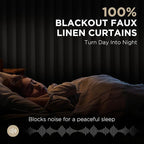 Joydeco Pinch Pleated Curtains - 100% Blackout for Bedroom, Light Beige Linen Curtains 40" W x 90" L, Thermal Insulated 2 Panels Light Blocking Drapes, Back Tabs for Living Room