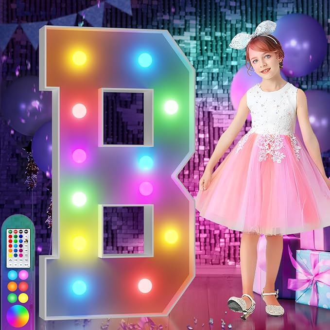 imprsv 4FT Colorful Marquee Letters B, 18 Colors Large Light up Letters Alphabet Sign with Remote, Large Marry Me Sign, Birthday Party Decorations Anniversary Wedding Decoration