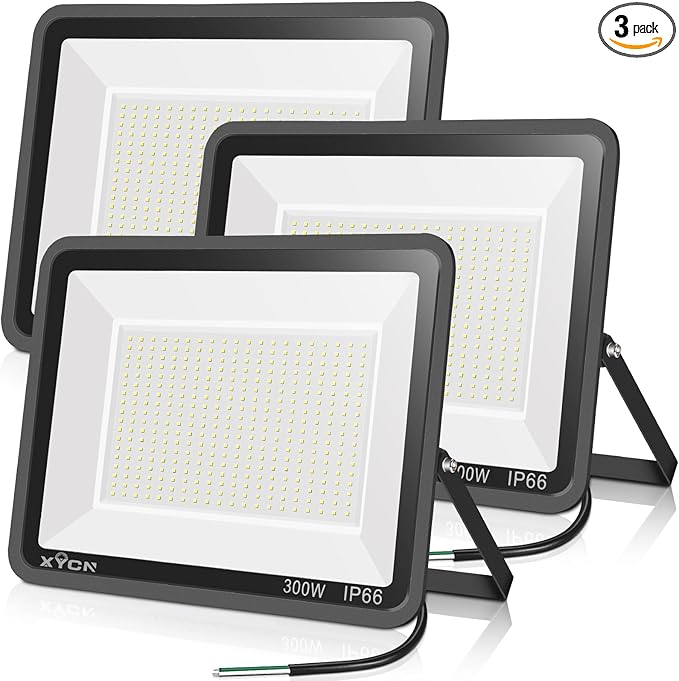 3 pack 300W LED Flood Light,Super Bright Daylight (2000W Equivalent)42,500LM 5000K IP66 Waterproof Security Outdoor LED Arena Lights Commercial Lighting Floodlight for Backyard|Court|Stadium|Yard