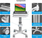 Dental Clinic Trolley Cart with Oral Scanner Holder,Hospital Mobile Workstation with Laptop Tray and Silent Wheels, for Office School Salon Lab etc.