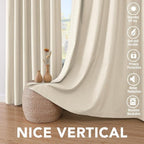 H.VERSAILTEX 100% Blackout Curtains for Bedroom Thermal Insulated Linen Textured Curtains Heat and Full Light Blocking Drapes Living Room Curtains 2 Panel Sets, 42x45 Inch, Bleached Sand