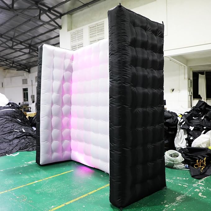 Inflatable Photo Booth Wall Background Curved Wall Background Party with Led Lights,Use in Advertising, Bars, Events, Trade Shows