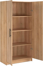 Prepac Elite Tall Garage Storage Cabinet & Pantry Storage Cupboard, 2-Door Freestanding Bathroom or Pantry Cabinet with Adjustable Shelves, 16" D x 32" W x 65" H, Oak