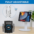 Mount-It! Universal Tablet Stand with Tilt, Anti-Theft Retail iPad POS Kiosk Stand, Fits Tablets from 9.7" to 13" Screen Size, 90° Rotation for Portrait and Horizontal Viewing, Durable Steel, White