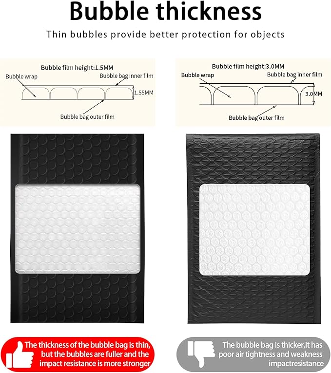 packbabol Bubble Mailers, 4x7 Inch Poly Padded Bubble Mailers Pack of 100 Bubble Envelopes Opaque Self Seal Adhesive Waterproof Bags for Shipping and Packaging(Black,4x7-100Pc)
