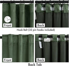 MIULEE Velvet Curtains 90 Inches Long 2 Panels Set for Bedroom, Pinch Pleat Back Tab Luxury Thermal Insulated Living Room Darkening Drapes Pleated Blackout Window Curtains with Hooks, Olive Green
