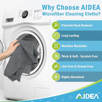 AIDEA Microfiber Cleaning Cloth Grey 50PK, Microfiber Towels for Cars, Premium Car Cloths, Dusting Cloth Lint Free Cleaning Rags for SUVs, House, Kitchen, Window, Workshops,11.5×11.5"