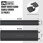 Double 40" inch Rubber Drop Over Cable Cover, 2 Pack Prevent Tripping Floor Cord Protector, Interlocking Cable Cover, Drop Track Cable Ramp, for Home, Office, Store, Warehouse (Wide - 2Pack)
