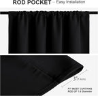 PONY DANCE Black Kitchen Curtains Over Sink 24 inch Long for Small Windows, Black Out RV Bunk Panels, Solid Half Window Short Drapes Tiers for Bathroom Camper, Width 29 x Length 24 inches, 2 Panels