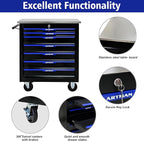 7 Drawers Rolling Tool Box on Wheels, Multifunctional Tool Chest Cabinet with Lock, Drawers Rolling Tool Cart Trolley Organizer Tool Storage Case for Garage,Warehouse - DIY Interconnectable