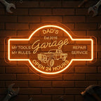 Personalized Garage Neon Sign, Custom 3D Engraved Name Garage LED Sign with Remote Control, Customized Mechanic Garage Sign for Autoshop, Workshop, Man Cave, Gift for Dad Men