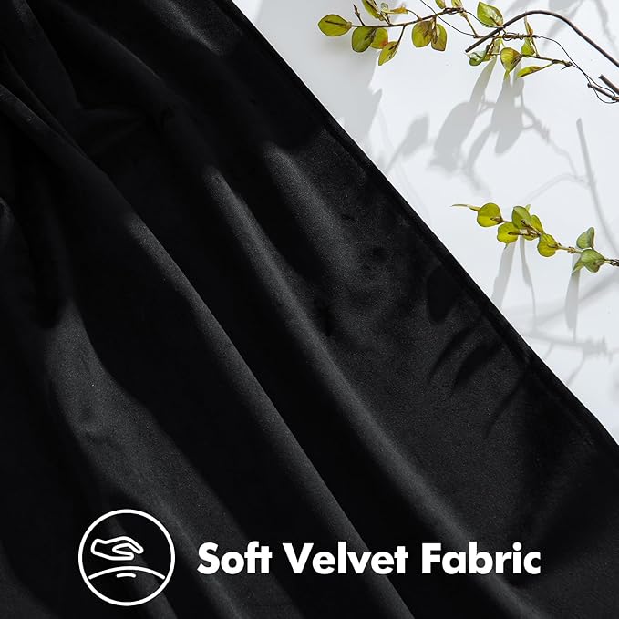 MIULEE Pinch Pleated Black Velvet Blackout Curtains 92 inches Long, Thermal Insulated Pinch Pleat Drapes with Hooks, Luxury Halloween Window Panels for Bedroom Living Room, 2 Panels