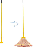 Matthew Cleaning Commercial Quick-Change Fiberglass Mop Handle for Floor Cleaning Heavy Duty Mop Stick Replacement 60inch Jaw Clamp-Style Wet Mop Gripper Holder Handle 6 Packs