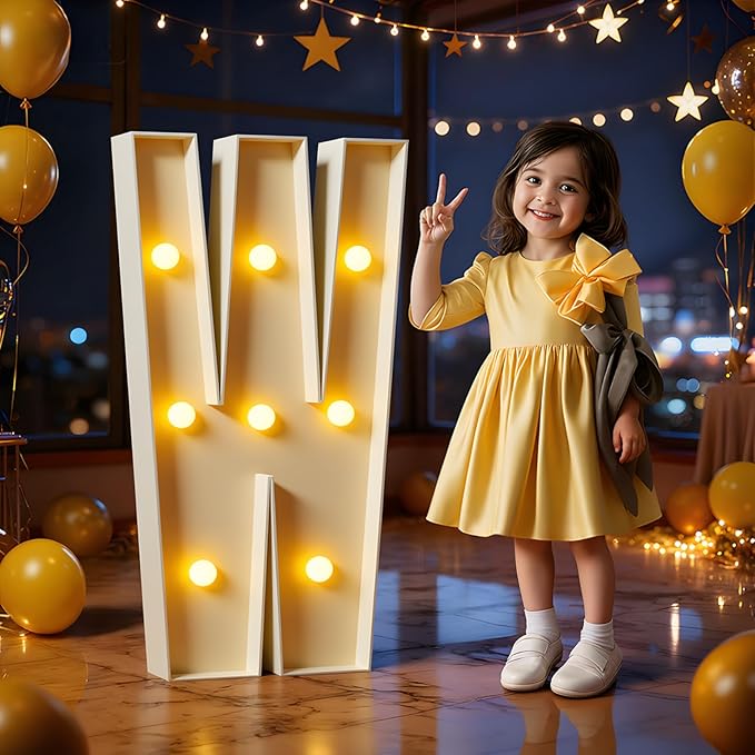 Marquee Letters 3 Feet Tall Large Light Up Letters W Happy Birthday Decorations Wedding Engagement Party Decor Yellow Light Birthday Decorations Balloon Arch Kit Foam Sign W