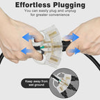 2FT 2 Pack 12 Gauge 3 Outlet Outdoor Extension Cord 12/3 Heavy Duty SJTW Power Cord 3 Way Waterproof Power Cable 3 Prong Grounded with Light 12AWG 15Amp 1875W ETL Listed