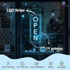 Vertical LED Open Signs for business – Super Bright - UV Printing Pattern, Remote Included - Large Size 18x45'' - Neon Open Sign for Café, Bar, Shop & Business Sign (Ice Blue)