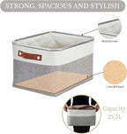 DECOMOMO Storage Baskets for Shelves - Fabric Storage Bins, Linen Closet Organizers and Storage (Grey & White, Large - 3 Pack)