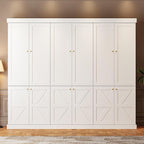 70.8" Tall Farmhouse Kitchen Pantry Cabinet with Doors, Modular Wooden Storage Hutch with 4-Tier Adjustable Shelves, White Buffet Cabinet for Kitchen and Living Room, Set of 3