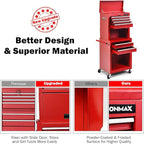 Goplus Tool Chest, 3-in-1 Rolling 6 Drawers Tool Cabinet with Detachable Top Toolbox, Middle Tool Storage, Universal Lockable Wheels, Protective Liner, Auto Lock, Metal Tool Box for Garage Workshop