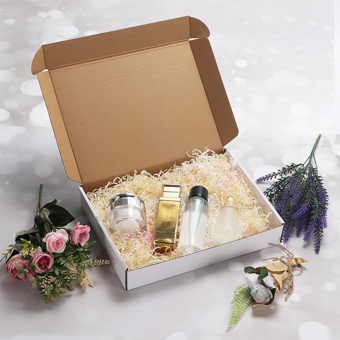 RLAVBL 12x9x2 Shipping Boxes Set of 25, White Corrugated Cardboard Box for Packing, Mailing, Business