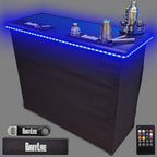 PartyLife Premium Portable Bar Table w/LED Lights, Wireless Remote, Folding Legs, Black Fabric Bar Skirt, 2 Storage Shelves & 2 Carrying Bags | Commercial Grade | Strong & Sturdy - Black