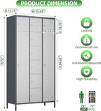 Aobabo Metal Lockable Storage Locker 8 Small Doors and 2 Big Doors, Metal Lockers for empolyees with Hooks, for School Home Office, Assembly Required, 10Doors, Grey White