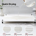 Stone Dish Drying Mat for Kitchen Counter, Water Absorbing Bathroom Tray Sink Organizer, Diatomaceous Earth Countertop Dish Rack Riser Sponge Holder Soap Dish, White, 16" x 12"
