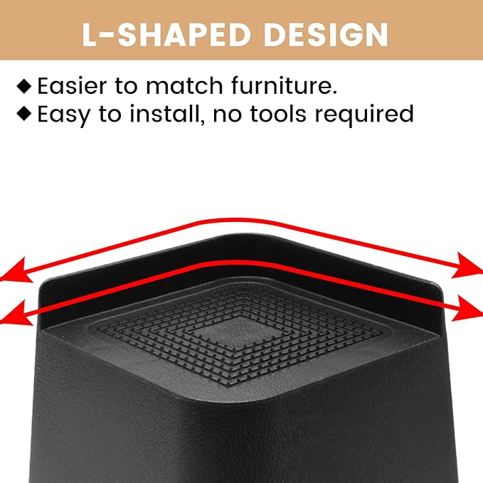 Bed Risers 2 inch, 3 inch, 4 inch, 6 inch or 8 inch Heavy Duty Furniture Risers, Up to 6000 Lbs L Shaped Design Bed Lifts Blocks for Couch Desk Sofa Table (Dark Brown 4 Pack, 6 Inch)