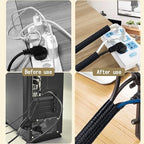 13 1/8ft -5/8Inch Cable Management Sleeve Split Black Cord Protectors Cat Dog Pet Proof - Braided Self-Closing Wire Loom Tubing for Desk PC/TV/Computer/Home Theater/Engine Bay Wire Organizing