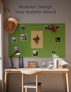 Large Felt Bulletin Board 48" x 36" Cork Board Alternative-12 Pack with 70 Safe Removable Adhesive Tabs, Cork Boards for Walls Cork Board for Home Office Classroom Pin Board-Kelly Green