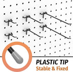 HUHOLE Pegboard Hooks 6 Inch 50PC, Black Peg Board Hooks, Fit 1/4" or 1/8" Pegboard, Ideal Peg Board Organizer Accessories for Garage Tool Organization, Wall Storage (Black, 6 Inch)