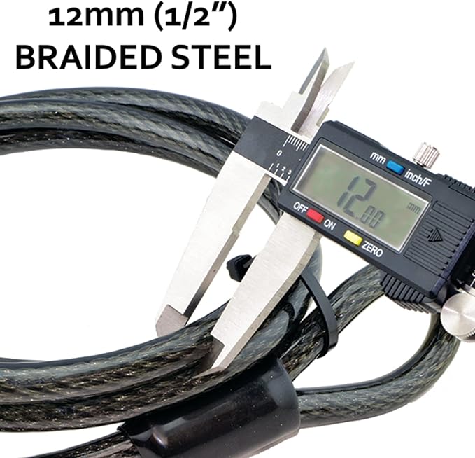 Lumintrail 12mm (1/2 inch) Heavy-Duty Security Cable, Vinyl Coated Braided Steel with Sealed Looped Ends (4', 7', 10', 15' or 30') (4-FT)