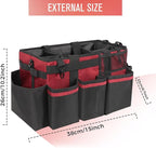 Wearable Cleaning Caddy, Cleaning Caddy Supplies Organizer with Handle & Shoulder Straps for Housekeepers, Under Sink & Car Cleaning Tool Organizers Bag with 4 Foldable Divider (Wine)