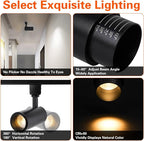 12W Zoomable Track Light Heads,H Track Lighting Heads,15°- 60° Beam Angle Track Lights for Accent Retail,Office, Artwork, 110V Bright Black Track Head 3000K - 4 Pack (Black)