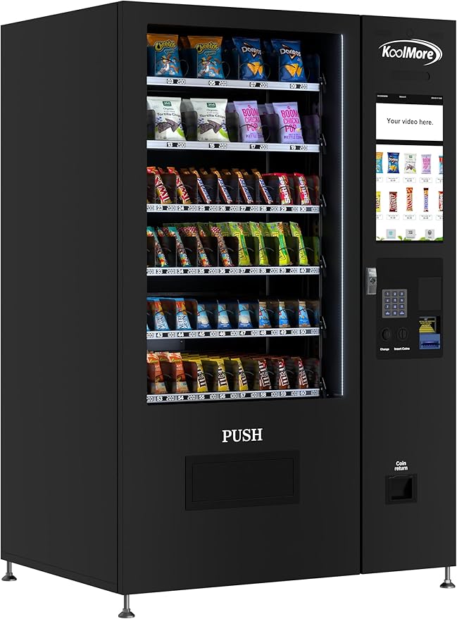 KoolMore Non-Refrigerated Snack Vending Machine with 60 Slots and 22 Inch Touch Screen with Bill Acceptor in Black (KM-VMNT-50-B)