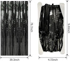 20 Pack Foil Curtain Backdrop Black Metallic Tinsel Foil Fringe Curtains Photo Booth Props for Birthday Wedding Engagement Baby Shower Bachelorette Christmas Holiday Celebration Party Decorations