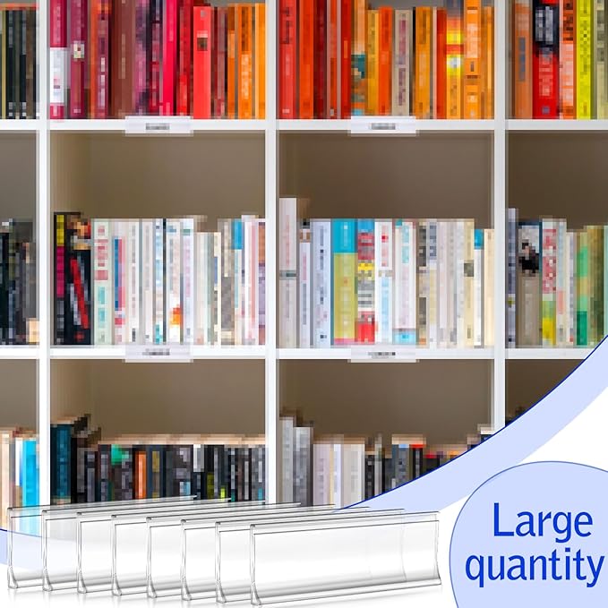 Yexiya 300 Pieces 3 x 1 Inch Label Holder Self Adhesive Clear Plastic Shelf Tag Sticking Price Label Holders with Paper Inserts Bulk for Supermarket School Library Bookshelves Mailbox Storage Bins