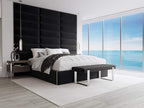 VANT Upholstered Bed Bench - Velvet Black - Brushed Nickel - Contemporary Modern, Bedroom Bench Seat, Hallway, or Entryway