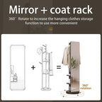WoodsWhisper Full Length Mirror Coat Rack Solid Wood Floor Mirror 66"x12" Full Length Mirror with Stand Long Mirrors for Bedroom,Living Room