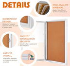 Outdoor Bulletin Board Weatherproof 36x24 in, Enclosed Bulletin Board with Locking Door, Wall Display Case for Office School Home Commercial, Silver Aluminum Frame, Cork