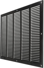 Repa Market Air Vent Cover 20x12 Inch (Outer Dimensions) Black Galvanized Steel Louvered Grill Cover with Mesh Screen/Wall or Ceiling Vent/HVAC Register for Indoor and Outdoor Ventilation
