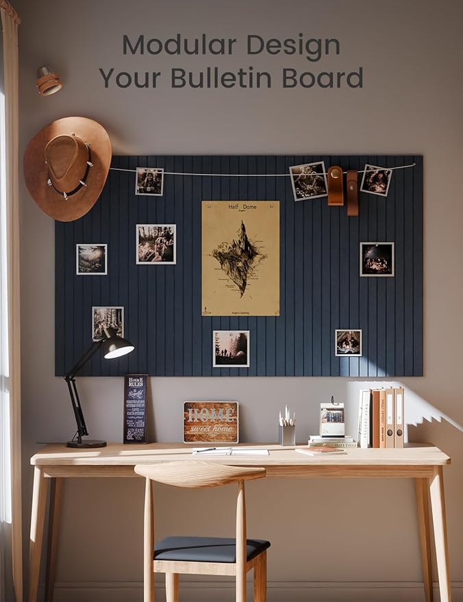 Large Felt Bulletin Board 48" X 36" Cork Board Alternative-12 Pack with 70 Safe Removable Adhesive Tabs, Cork Boards for Walls Cork Board for Home Office Classroom Pin Board -Navy Blue