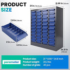 40-Drawer - Nut and Bolt Organizer | Stainless Steel Part Storage Cabinet | Shelves & Labels | Each Drawer 3.9" D x 7.8W x 2" H | Durable Hardware Storage for Small Parts/Tool (Classroom, Home)