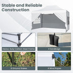 Tangkula 10x14 FT Pop Up Canopy, Outdoor Tent with 4 Sidewalls, Roll-up Door, Wheeled Bag, 4 Sandbags, 8 Stakes, 4 Wind Ropes, Portable Canopy Tent for Beach Party Event Camping (White)