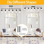 Yaohong 6-Light Track Lighting Kit Black Track Lighting Fixtures, Bathroom Wall Light Ceiling Mount Rotatable Spotlights, Kitchen Ceiling Light Fixtures with Glass Shade for Bathroom Hallway Shop