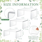 3 Pcs Extra Large 15, 14, 13 Inch Acrylic Display Risers Clear Acrylic Shelf Riser Display Stands 5 mm, 8 mm Thick Rectangular for Collectibles Figures