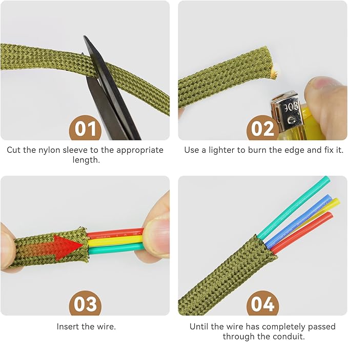 Polyamide Cable Sleeve, 10ft Flexible Expandable Braided Sleeving, Cable Management Sleeve for TV Computer Office Home Entertainment (Green, 1/4")